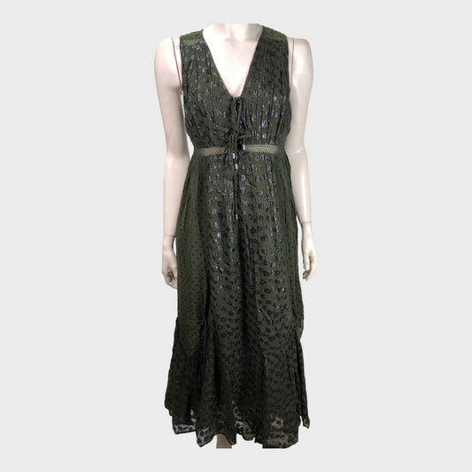 Women's Branded Jacquard Leopard Print Maxi Dress