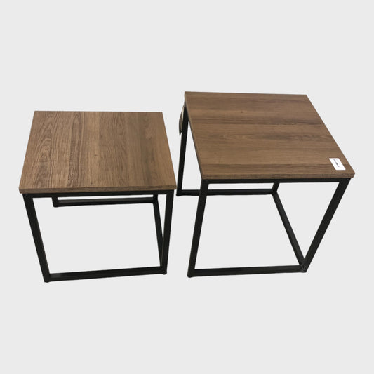 Industrial Nest of Tables - Set of Two - Wood Effect