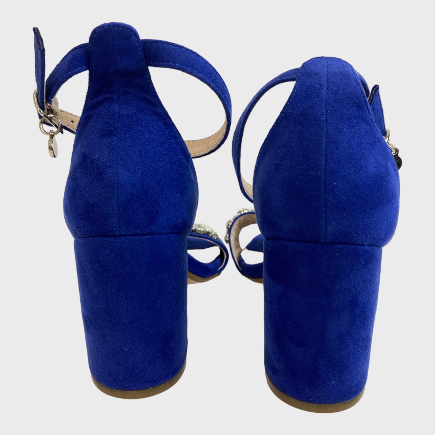 Women's Bejewelled Blue Ankle Strap Heels Size 4
