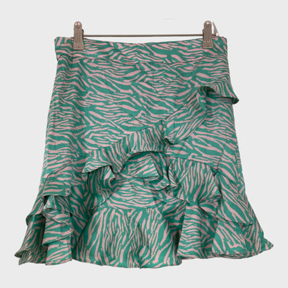 Womens Green Animal Print Mini Skirt