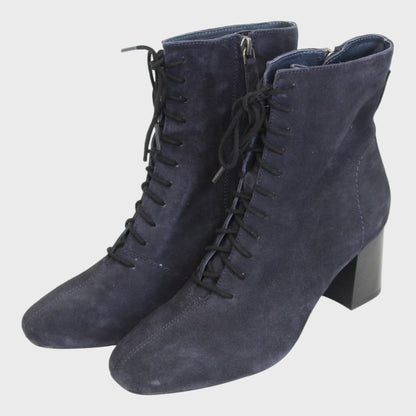 Women's Suede Leather Ankle Boots Navy Size 4