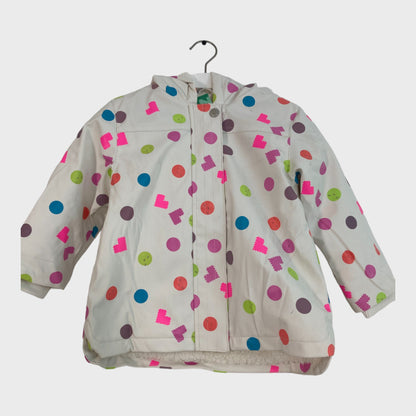Girls White Spot/Heart Patterned Raincoat