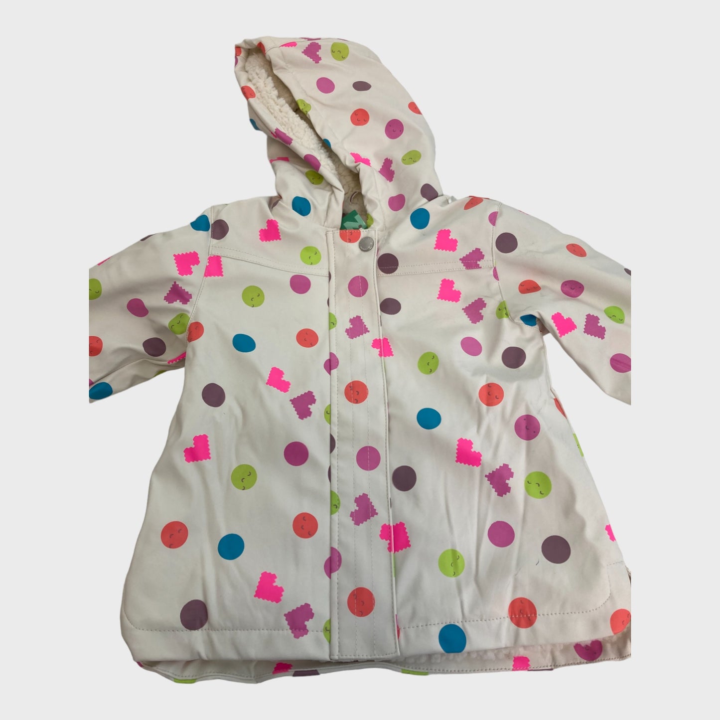 Girls White Spot/Heart Patterned Raincoat