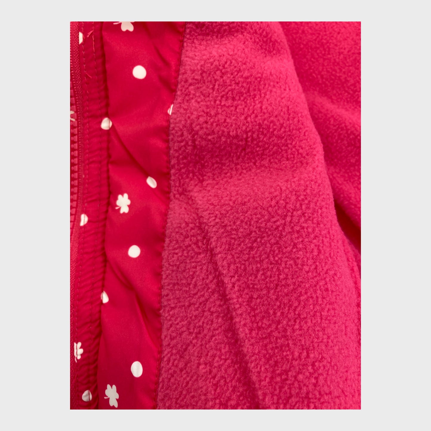 Girls Pink Polka Dot Fleece Lined Coat