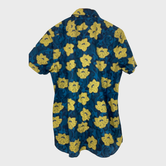 Mens Branded Floral Print Short Sleeve Shirt