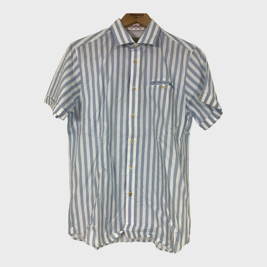Mens Branded Stripe Geometric Short Sleeve Shirt