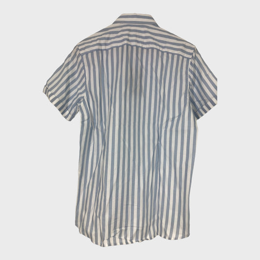 Mens Branded Stripe Geometric Short Sleeve Shirt