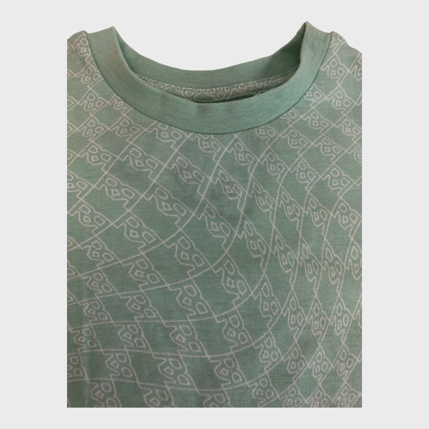 Kids Pale Green T-Shirt with All-Over Pattern