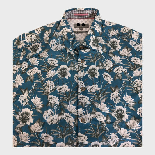 Designer Blue Meadow Flowers Shirt