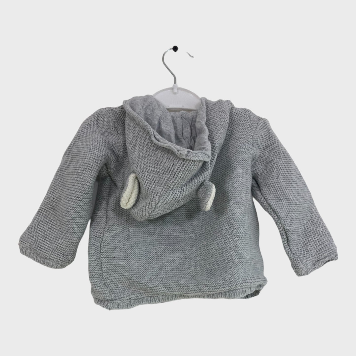 Baby Grey Knitted Hoodie With Ears