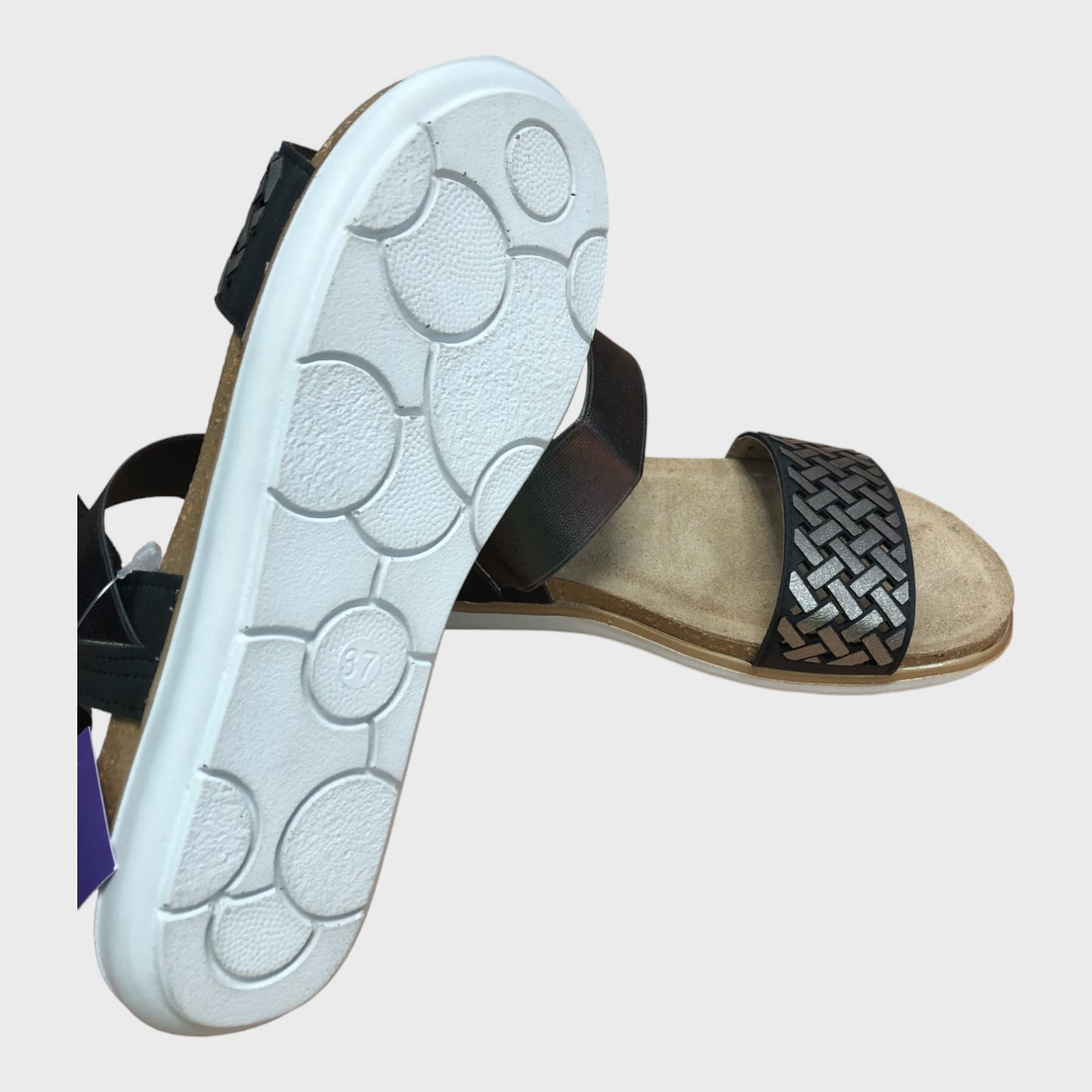 Women's Lotus Sandals - Metallic Cross Design