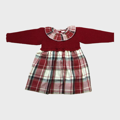 Baby Red Wool & Tartan Dress