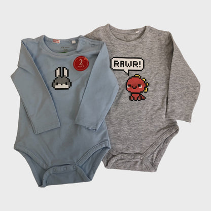 Pixel Print - Two Pack Baby Grows