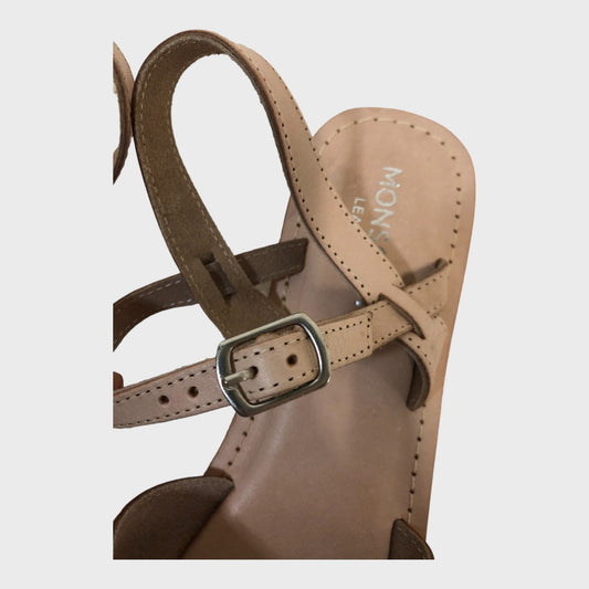 Pale Pink Leather Cross Strap Sandals