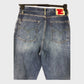 Men's Branded Disrupted Pattern Frayed Hem Jeans