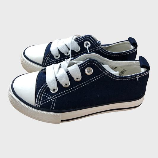 Kid's Blue Lace Up Trainers - White Shell Toe