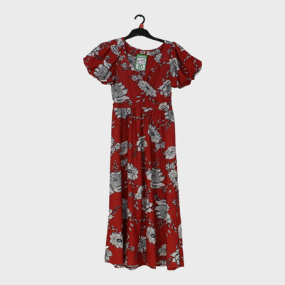 Womens Red and White Floral Dress