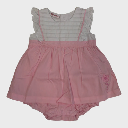 Pink & White Romper Suit with Over Dress