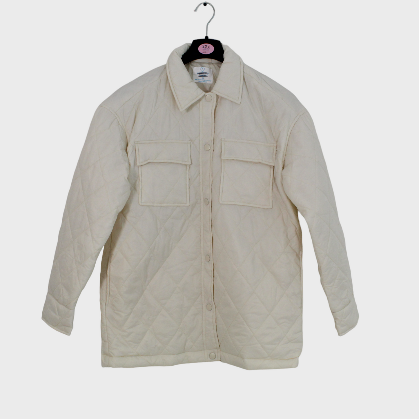 Women's Cream And Purple Quilted Coats