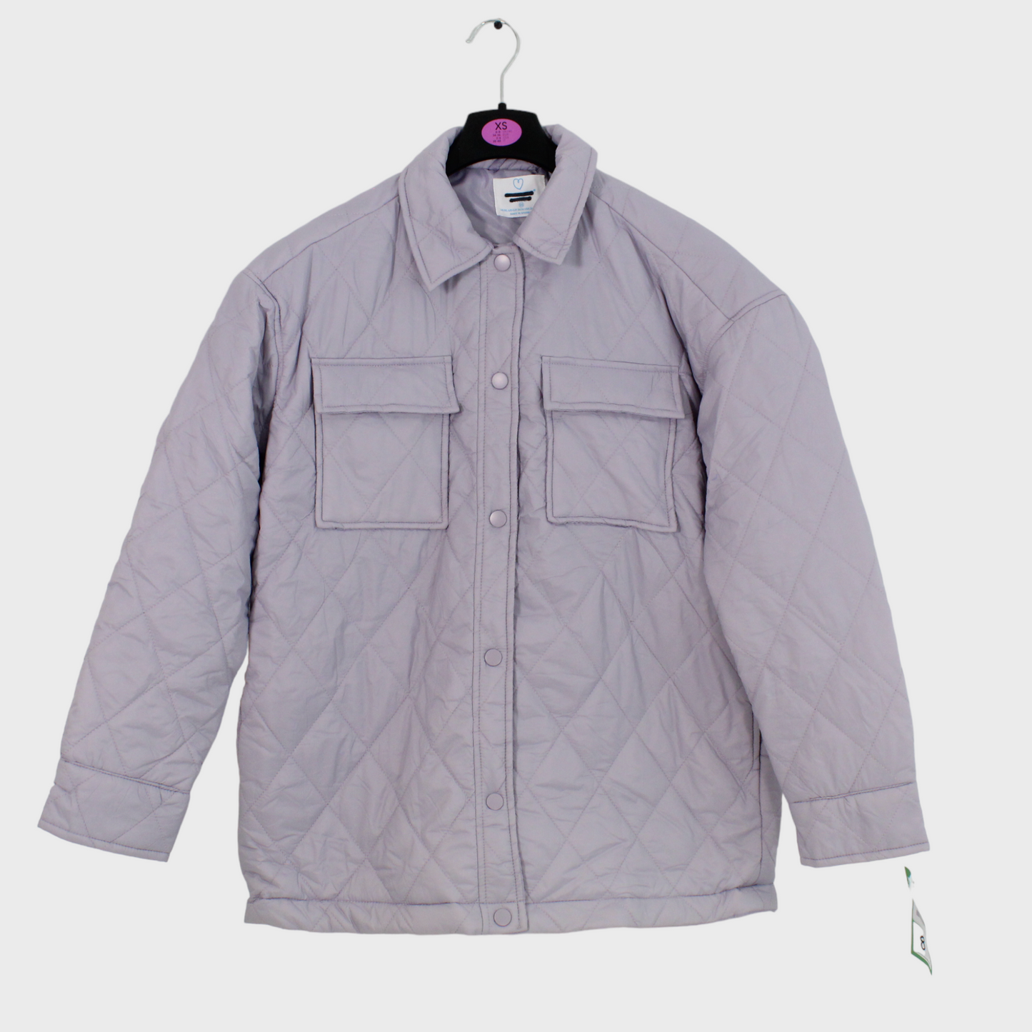 Women's Cream And Purple Quilted Coats