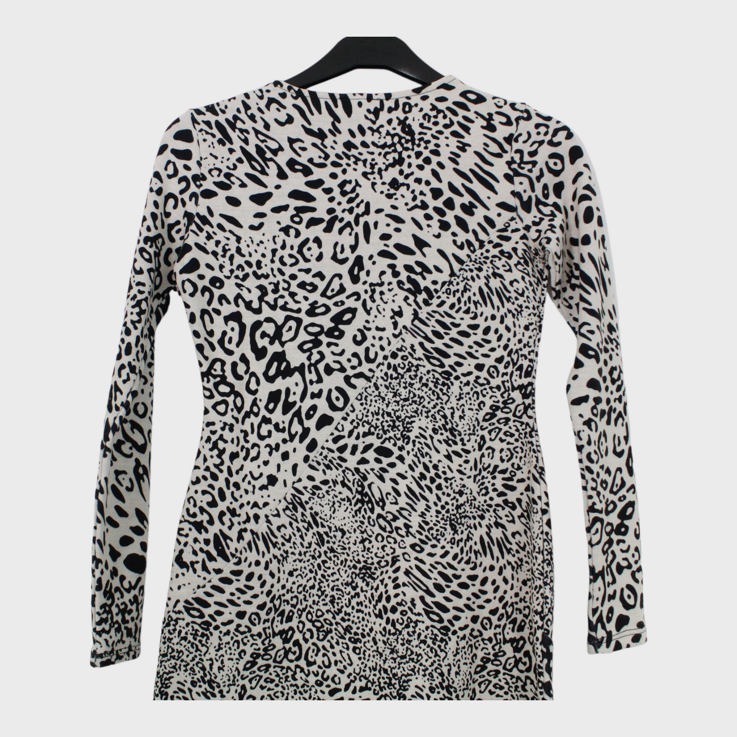 Women's Animal Print Mid Length Bodycon Dress Cream/Black Size 8 UK Petite