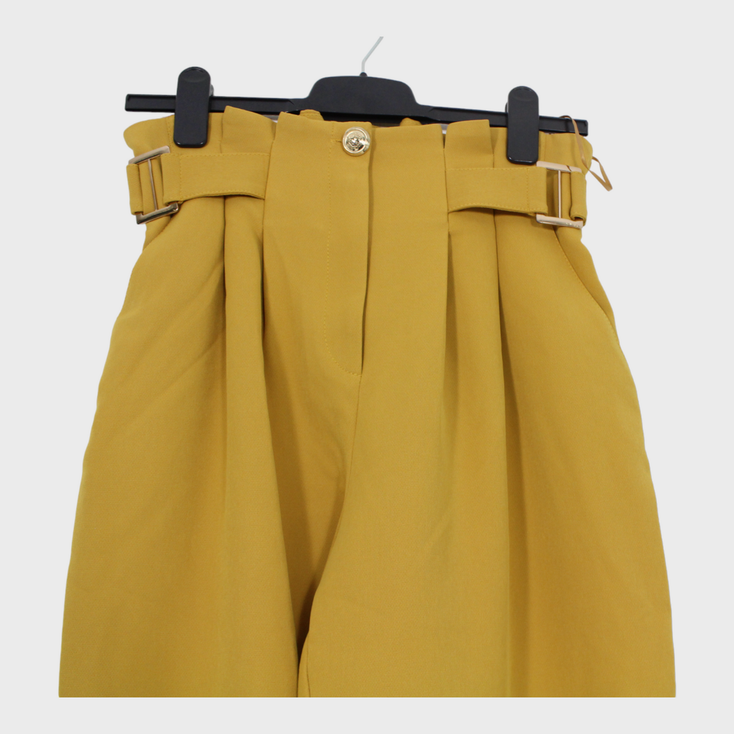 Womens Mustard Paperbag Trousers