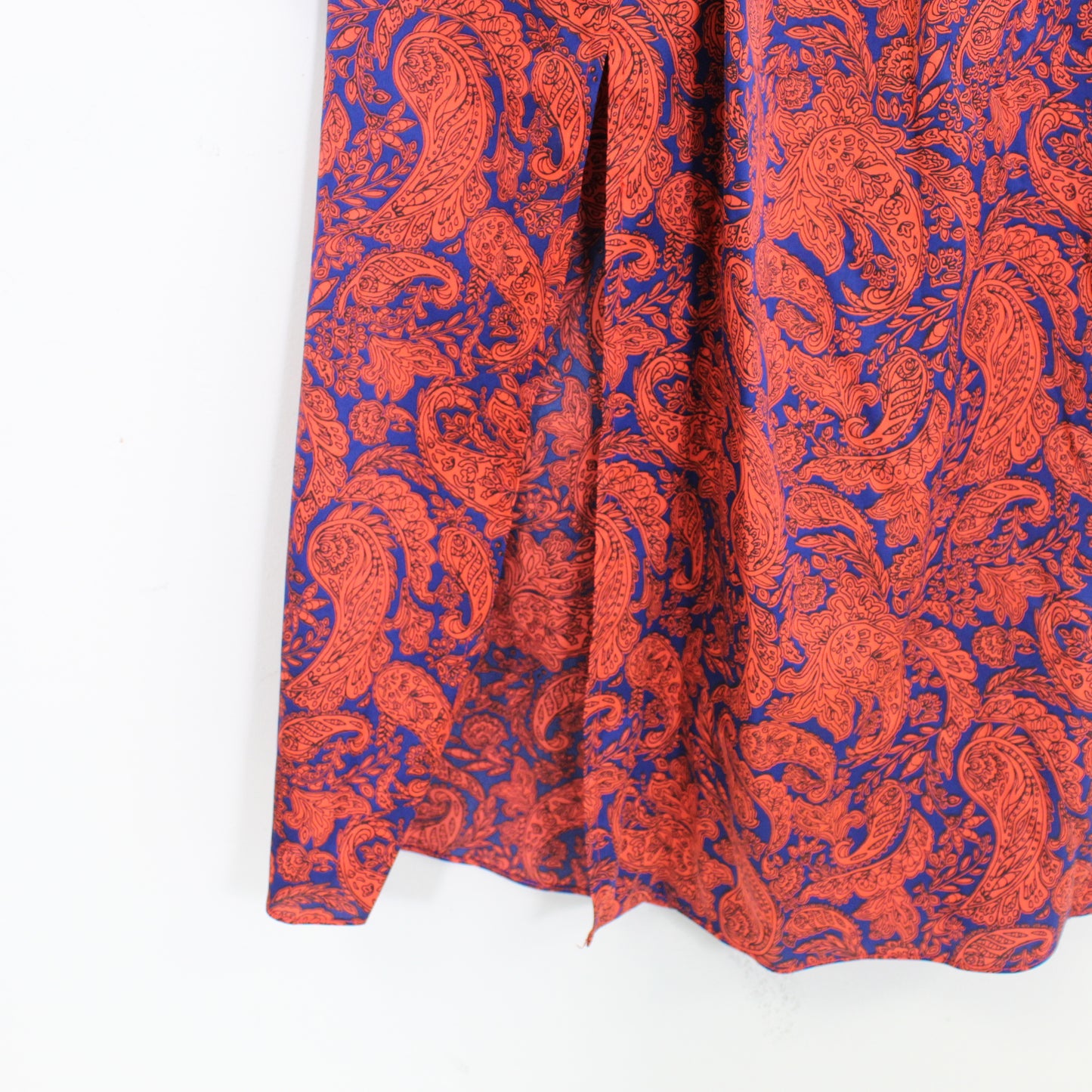 Women's Long Sleeve Midi Dress Paisley Print Red/Blue