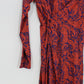Women's Long Sleeve Midi Dress Paisley Print Red/Blue
