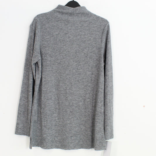 Women's Long Sleeve Ribbed Knit Top Grey