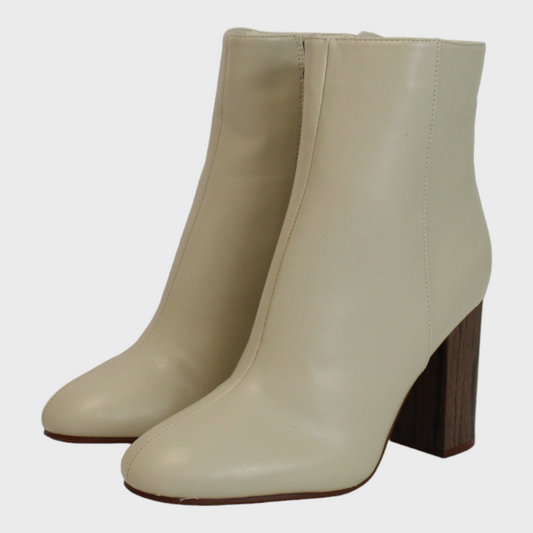 Womens Heeled Cream Ankle Boots