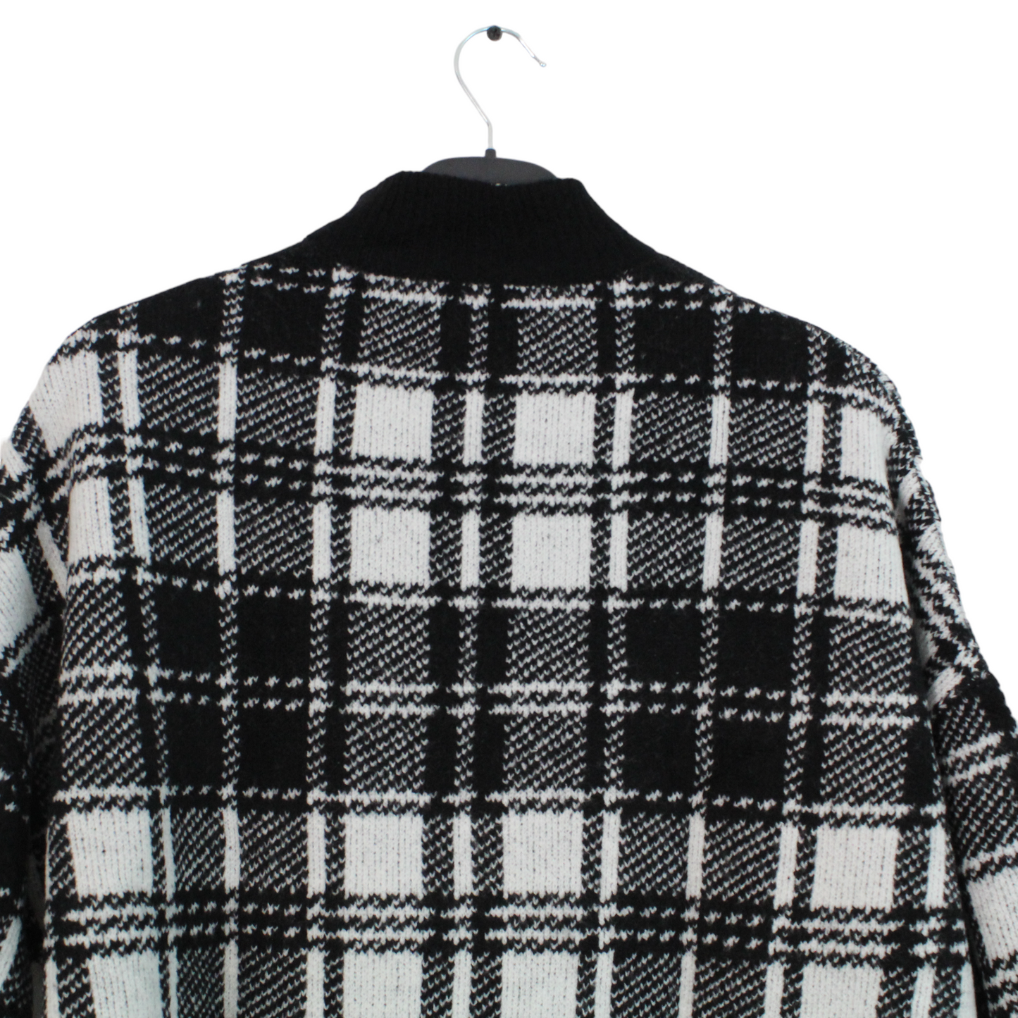 Women's Checked Black and White Knitted Jumper