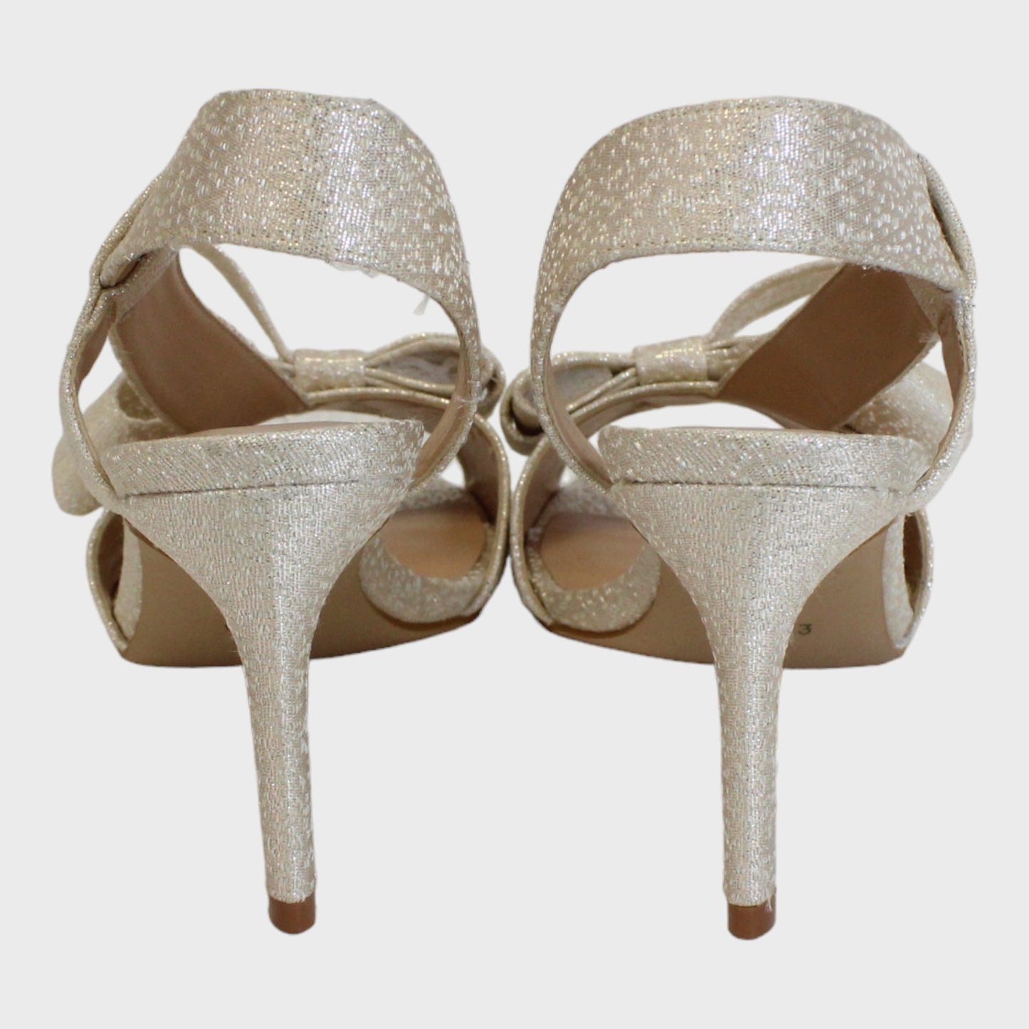 Women's Stiletto Heel Sling Back Sandals with Bow Detail Champagne Size 6 UK