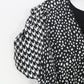 Puff Sleeve Midi Dress with Ruffle Waist in Black Spot Print