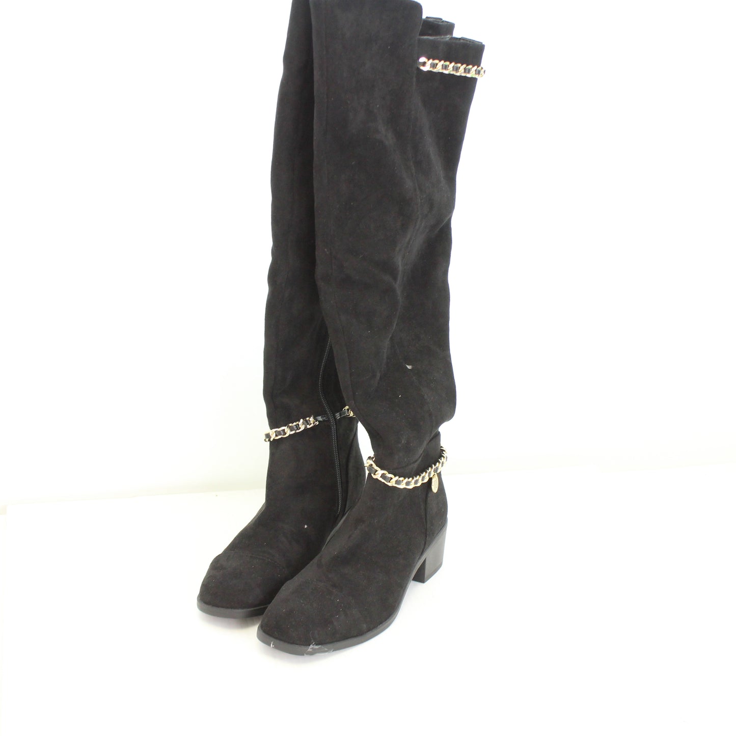 Women's Black Suede Knee High Boots