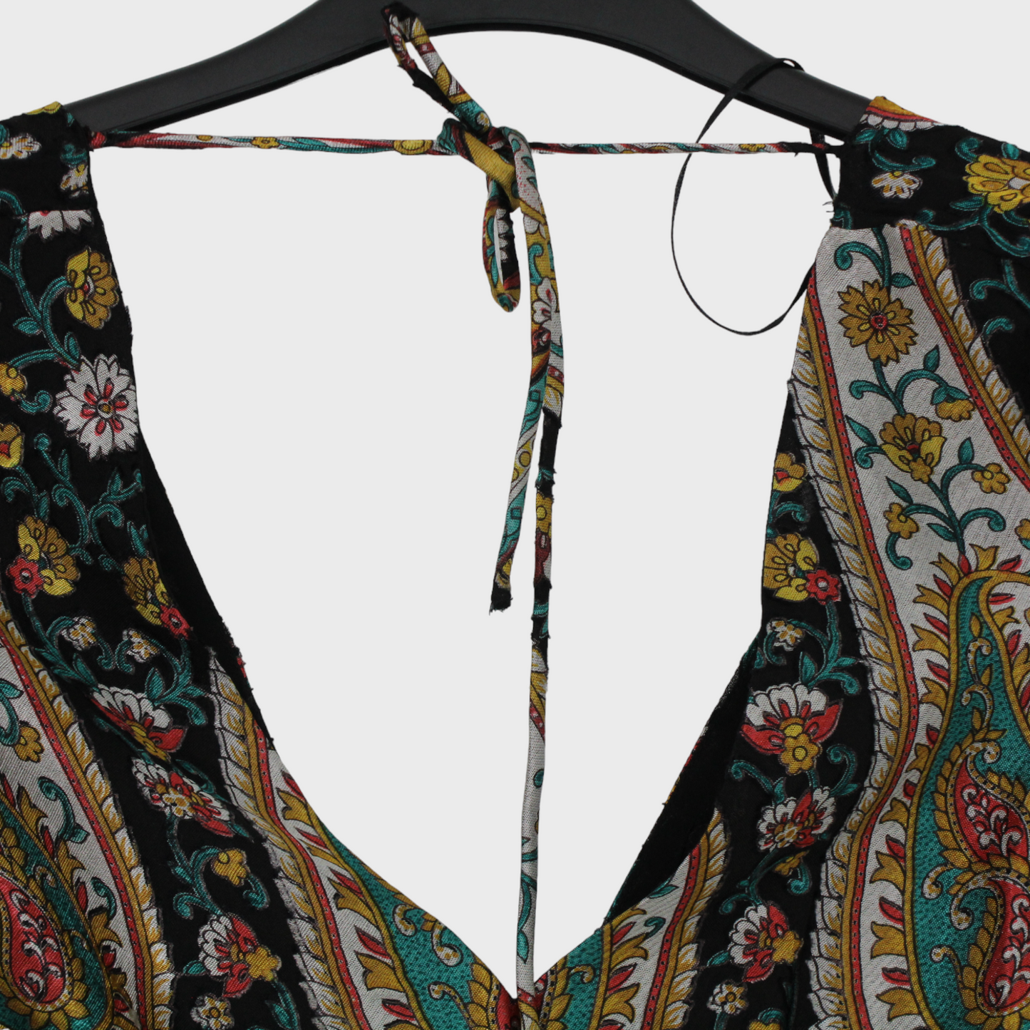 Womens Paisley Print Plunge Neck Open Back Playsuit