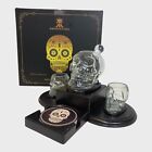 Skull Decanter, 2 Glasses and 2 Coasters Set