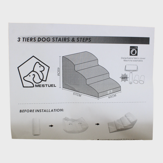 MESTUEL 3 Steps Pet Stairs for Small Dogs and Cats Brown Cover
