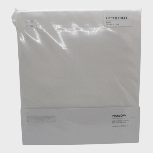 Marlow 300 Thread Count Cotton Sateen King Size Fitted Sheet White
