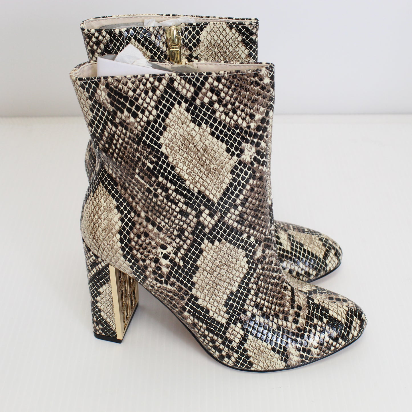 Beige/Brown Snakeskin Ankle Boots Size 4 UK and 6 UK Wide Fit